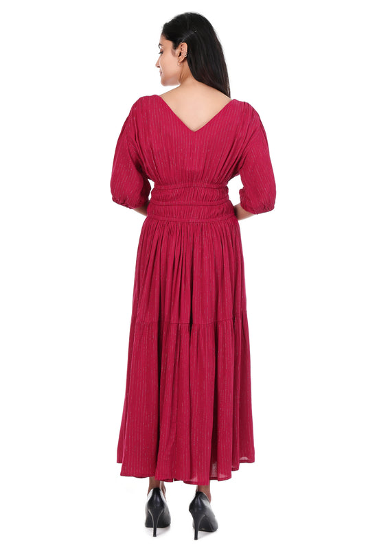 Fuschia lurex Fit & Flare Dress