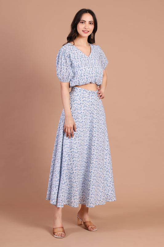 Belle Blue Flowy Skirt