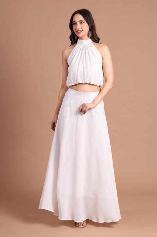 White Dove Lurex Halter Top