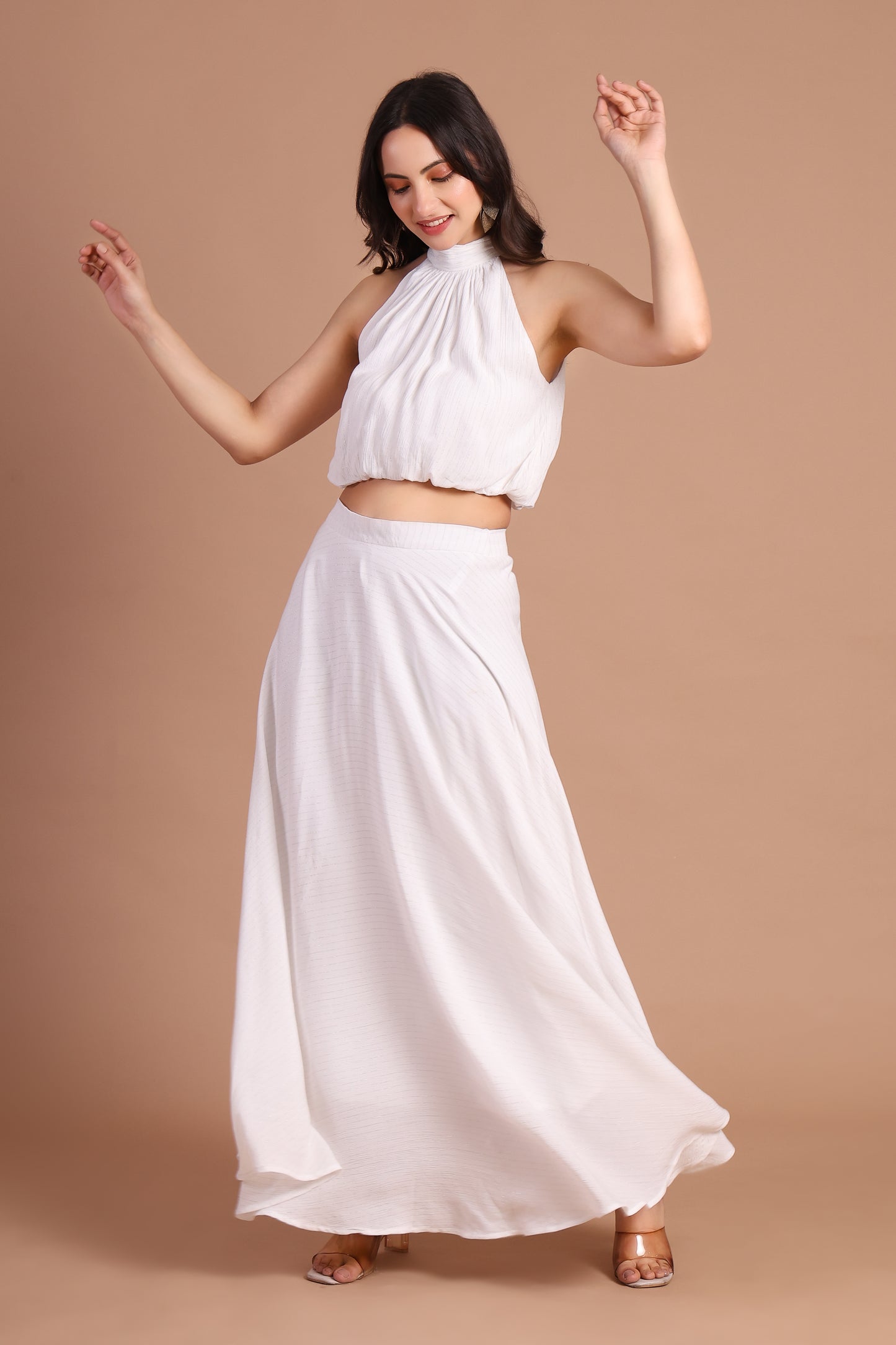 White Dove Lurex Halter Top