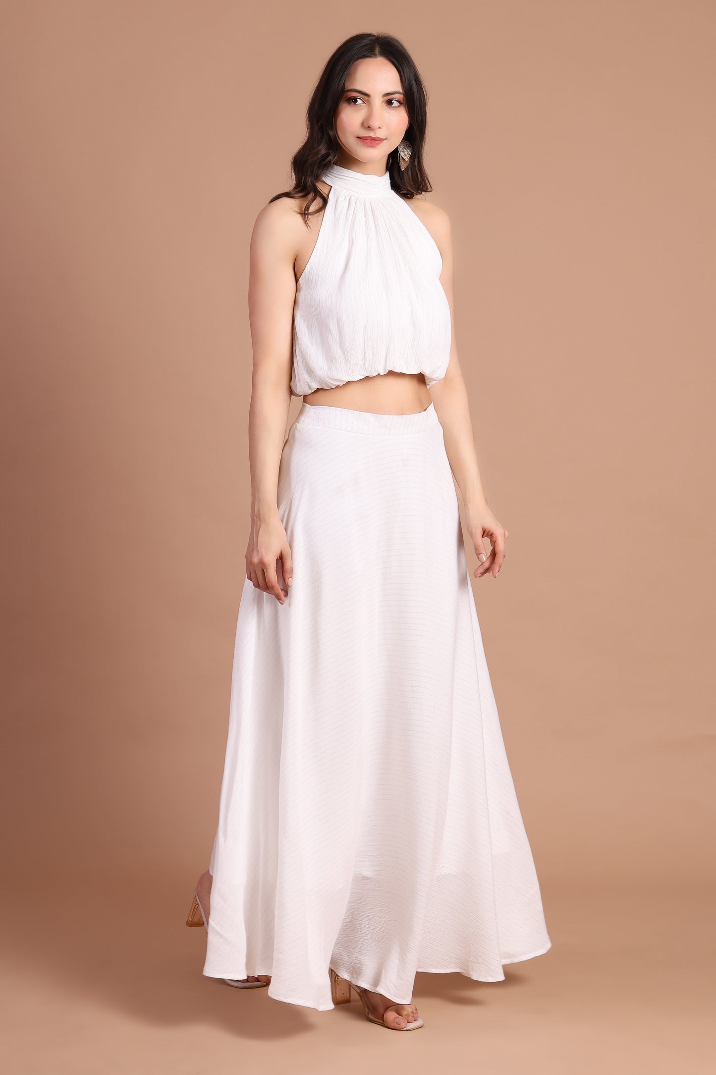 White Dove Lurex Flowy Skirt