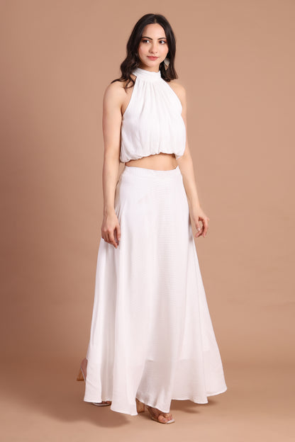 White Dove Lurex Flowy Skirt