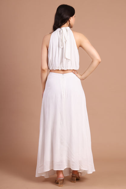 White Dove Lurex Flowy Skirt