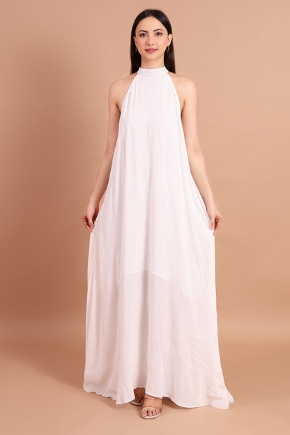 White Dove Lurex Halter Dress