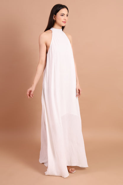 White Dove Lurex Halter Dress