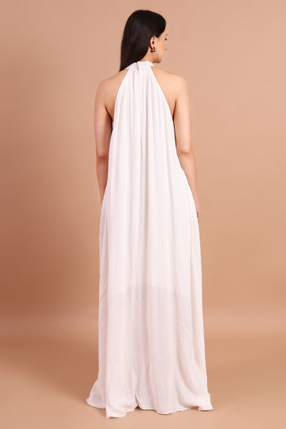White Dove Lurex Halter Dress