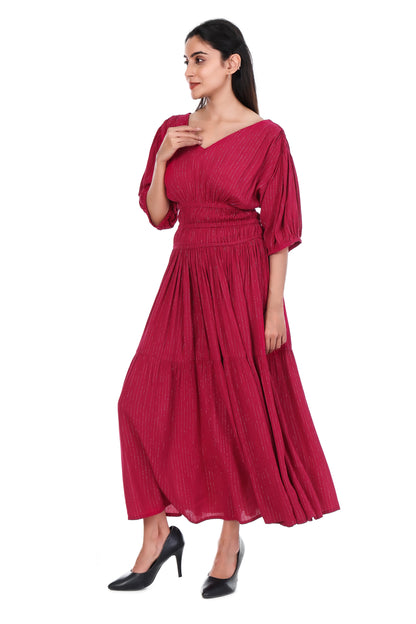 Fuschia lurex Fit & Flare Dress