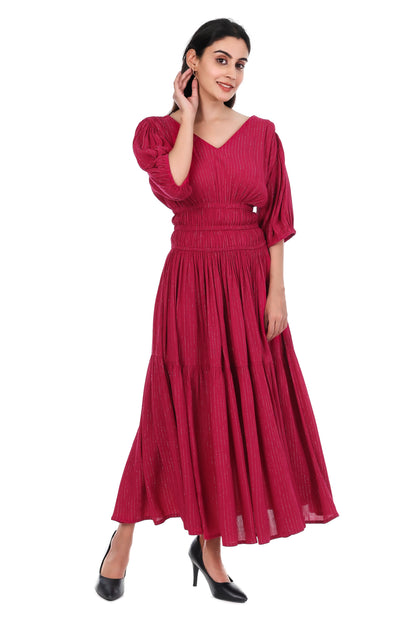 Fuschia lurex Fit & Flare Dress